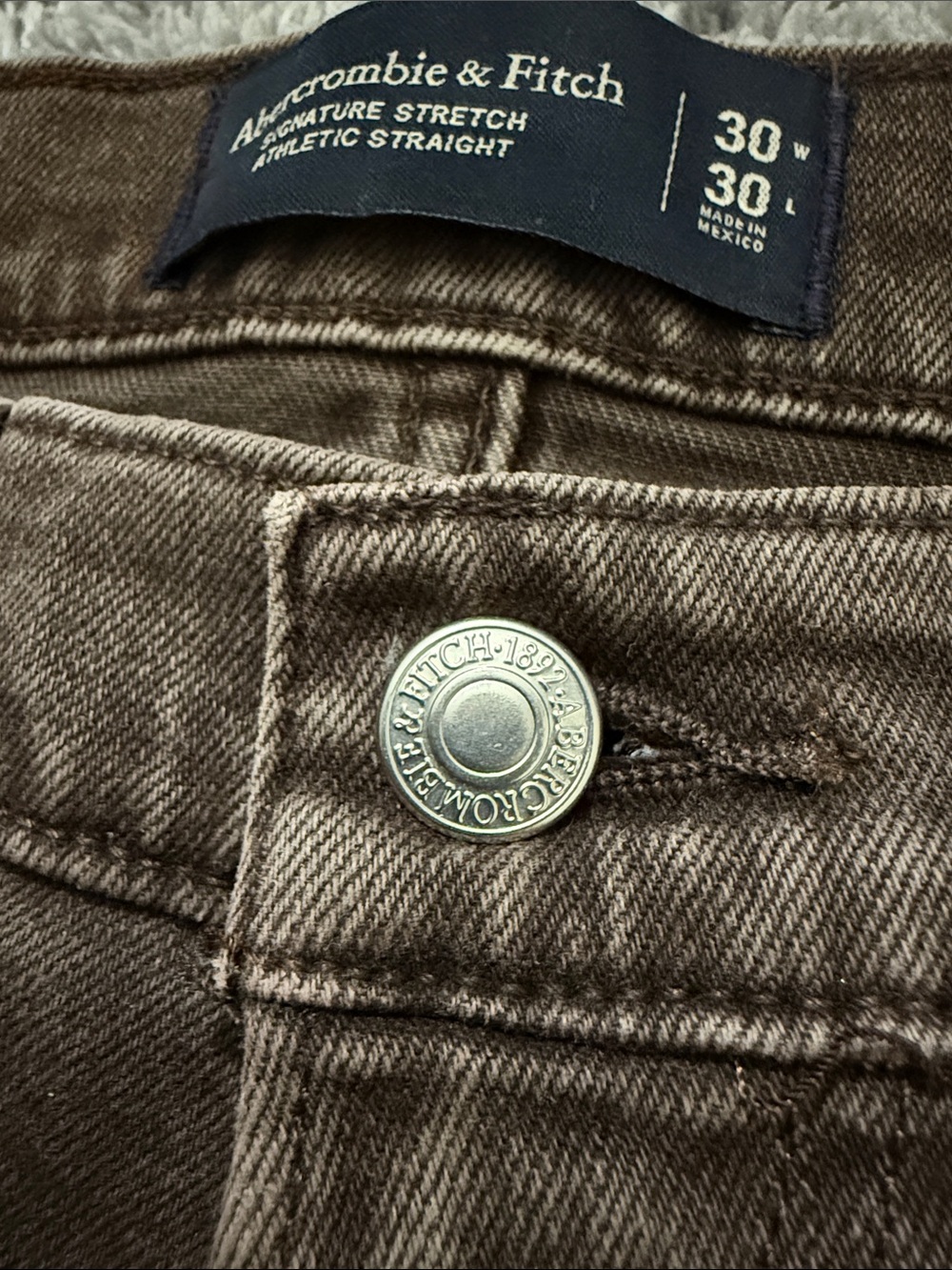 Abercrombie & Fitch Signature Stretch Athletic Straight Jeans Dark Brown 30x30 - Picture 5 of 7